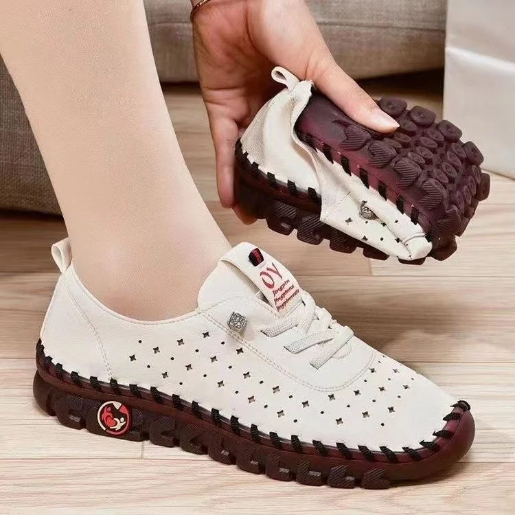 Tanguoant Tanguoant Breathable Flat Shoes Women's 2023 New Plus Size Casual Versatile Hollow Soft Sole Casual Shoes Lightweight Mom Shoes