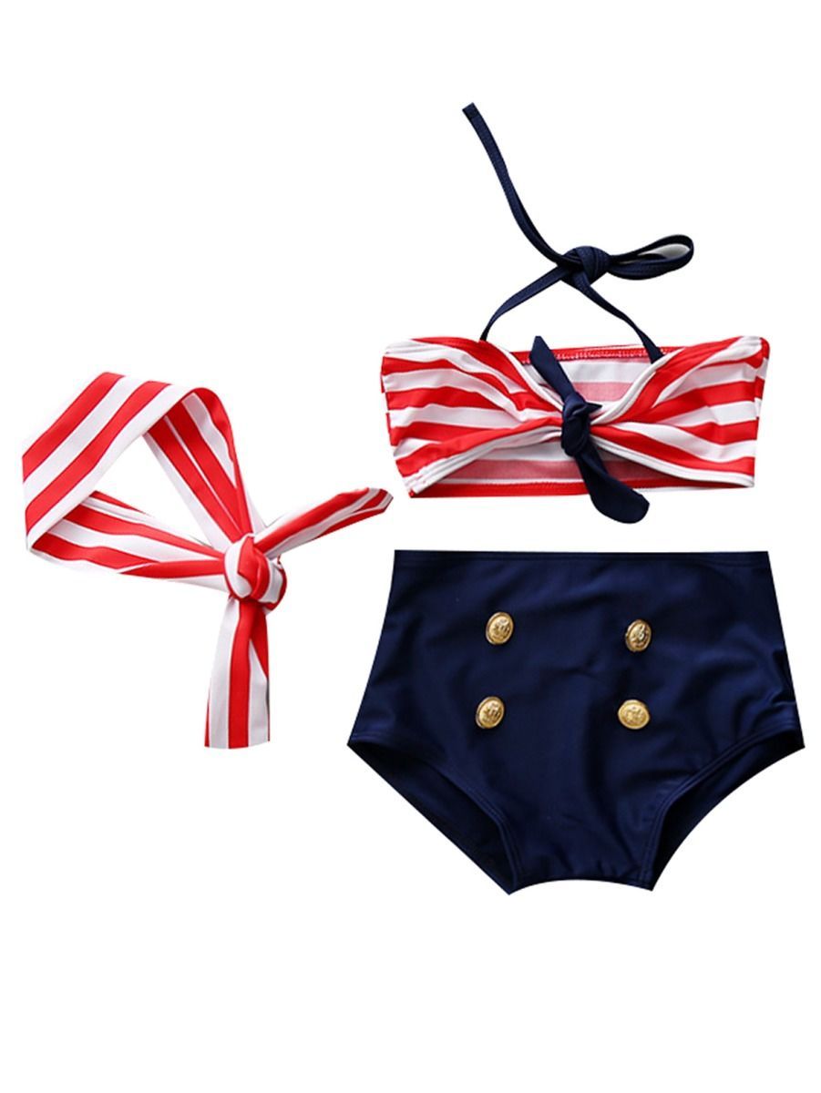 3-Piece Toddler Girls Swimwear Set Bikini + Swimming Trunks + Headband 兴城市沙后所亿柏渡 James Yang