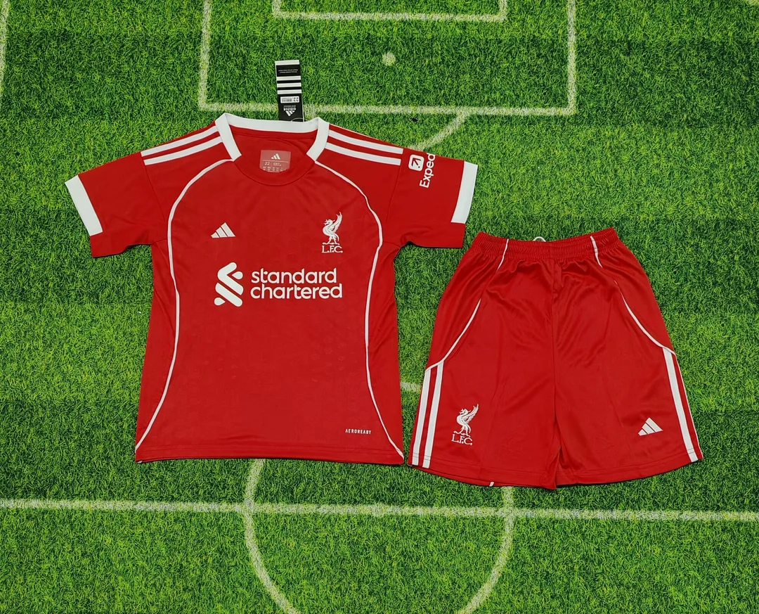 25/26 Liverpool Home Kids Kit Football Jersey Thai Quality