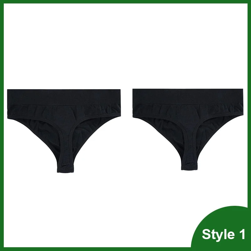 Sexy Thongs Panties Women G-String Female Underpants Solid Color Comfortable T-back Female High-Rise Wide Side Thong 1/2PCS