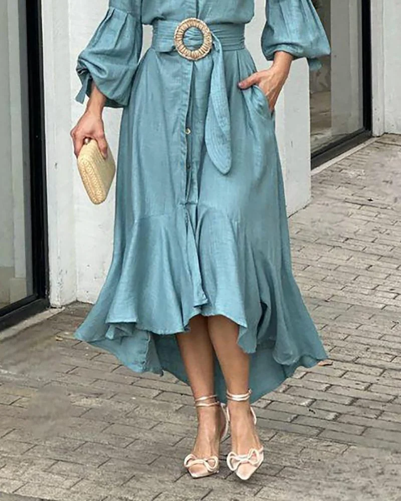 Casual long-sleeved irregular dress
