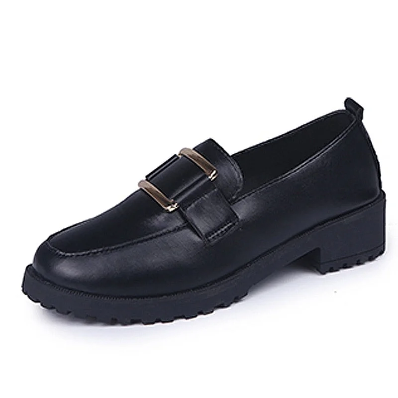 Solid Black Patent Leather Shoes Woman Flats Autumn Oxford Shoes For Women Slip On Women Loafers Female Moccasins Leisure Shoes