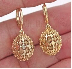 Ethnic Hollow Copper Ball Earrings Gold Color Personality Fashion Pendant Earrings Party Jewelry