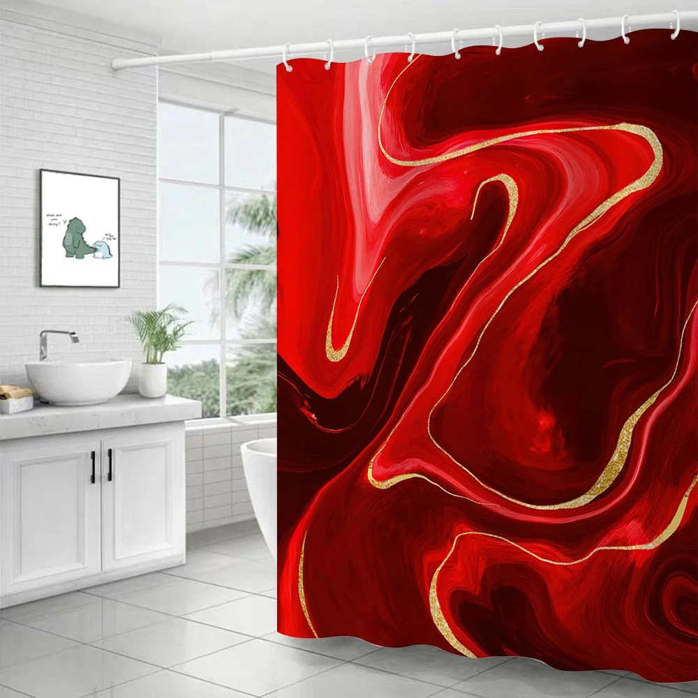 Polyester Abstract Marble Shower Curtain 3D Stripe Printing Colorful Bathroom Curtains Waterproof Fabric Bath Curtain Decor