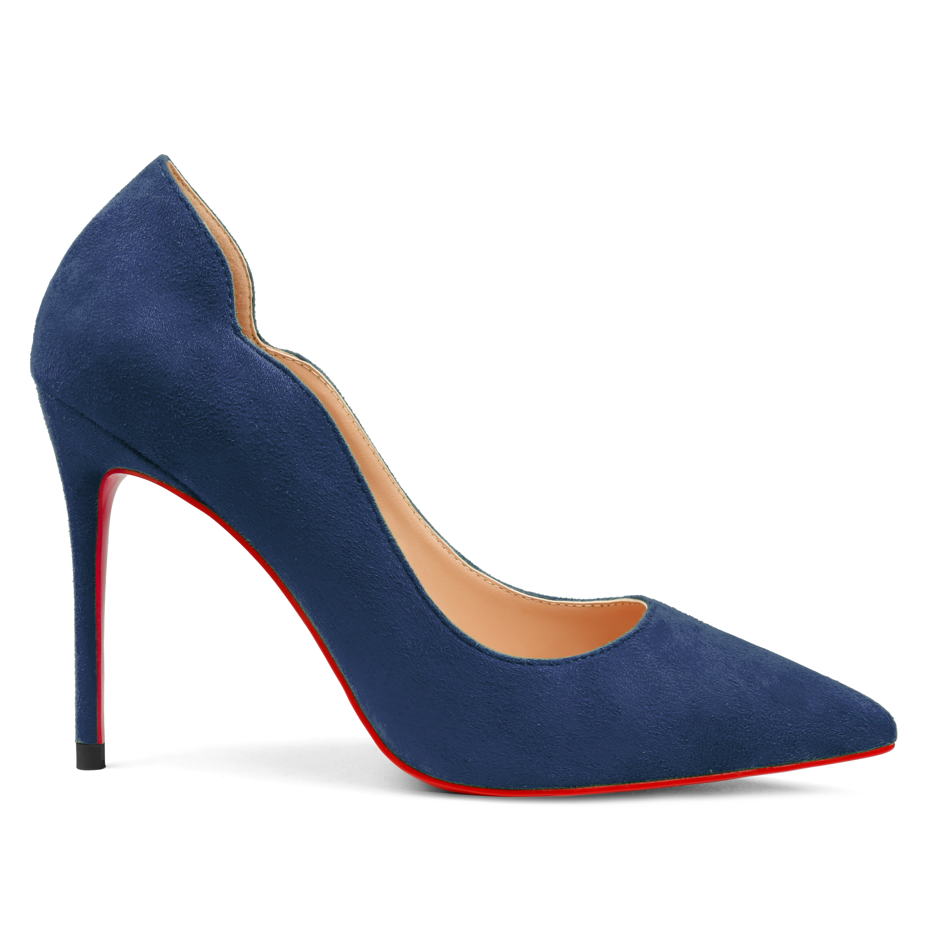 3.94" Women's Classic Pointed Toe Suede Shoes Red Bottom High Heels for Party Wedding Pumps-MERUMOTE