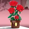 Artificial Flower Building Blocks for Adults Women for Home Office Decor (Rose)
