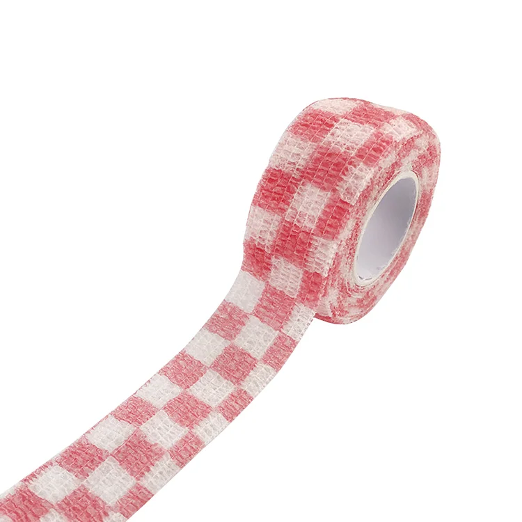 Non-woven Fabric Finger Binding Wrap Breathable for Sports Wrist (pink plaid)