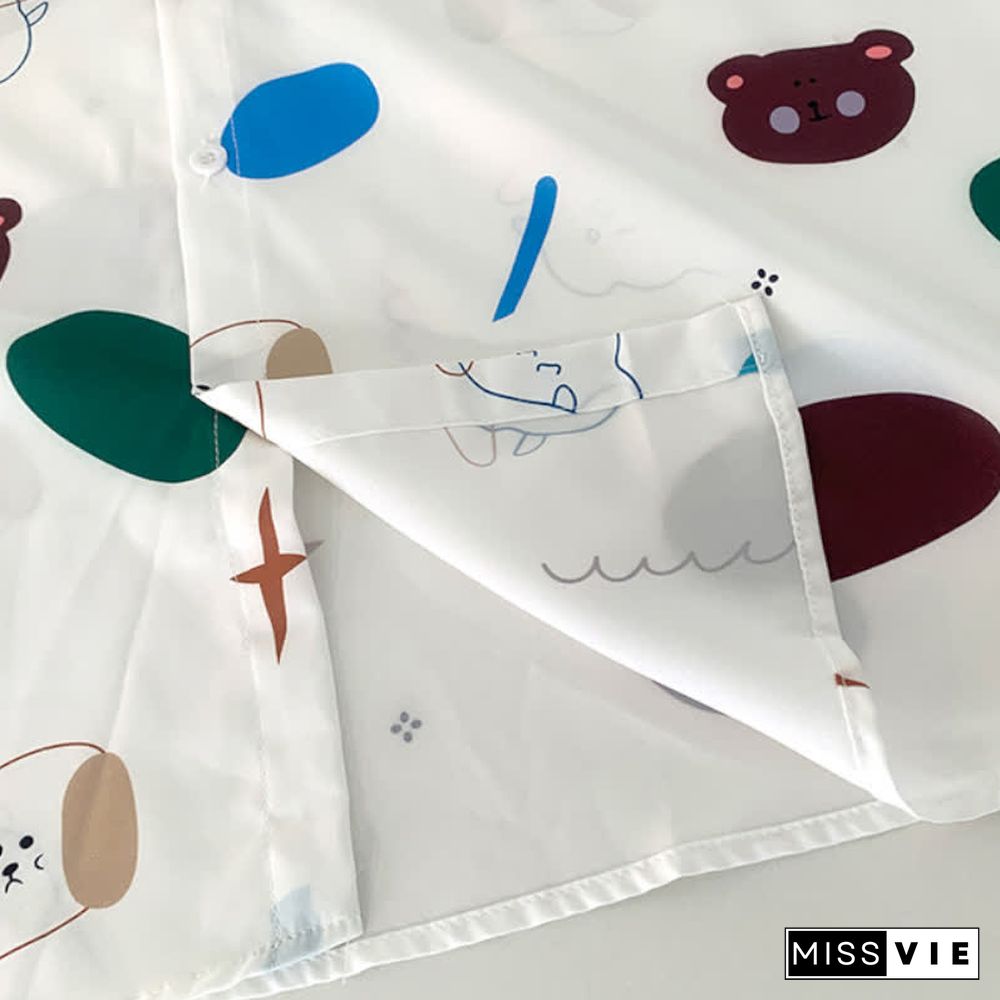 Cartoon Bear Print Lapel Casual T-Shirt