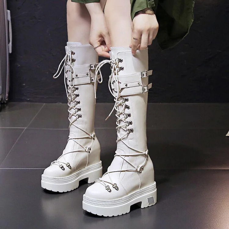 Lace-up High Boots