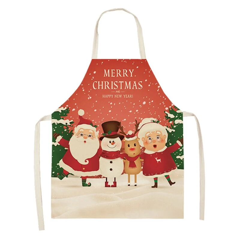 Linen Merry Christmas Apron Christmas Decorations for Home Kitchen Accessories Natal Navidad 2020 New Year Christmas Gifts