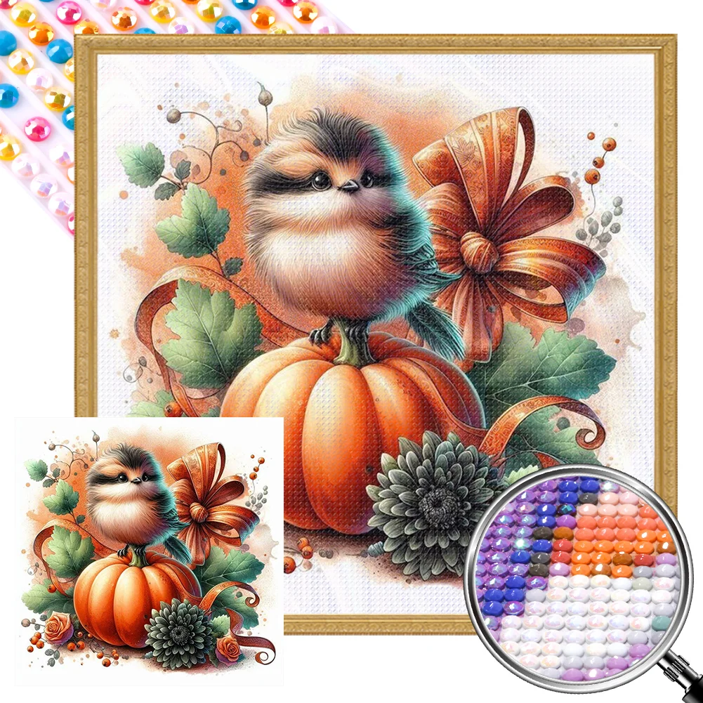 Full Round Partial AB Diamond Painting - Pumpkin Bird(Canvas|35*35cm)