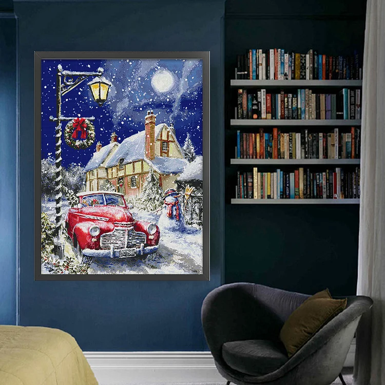 Joy Sunday Christmas Moon Night 14CT Stamped Cross Stitch 62