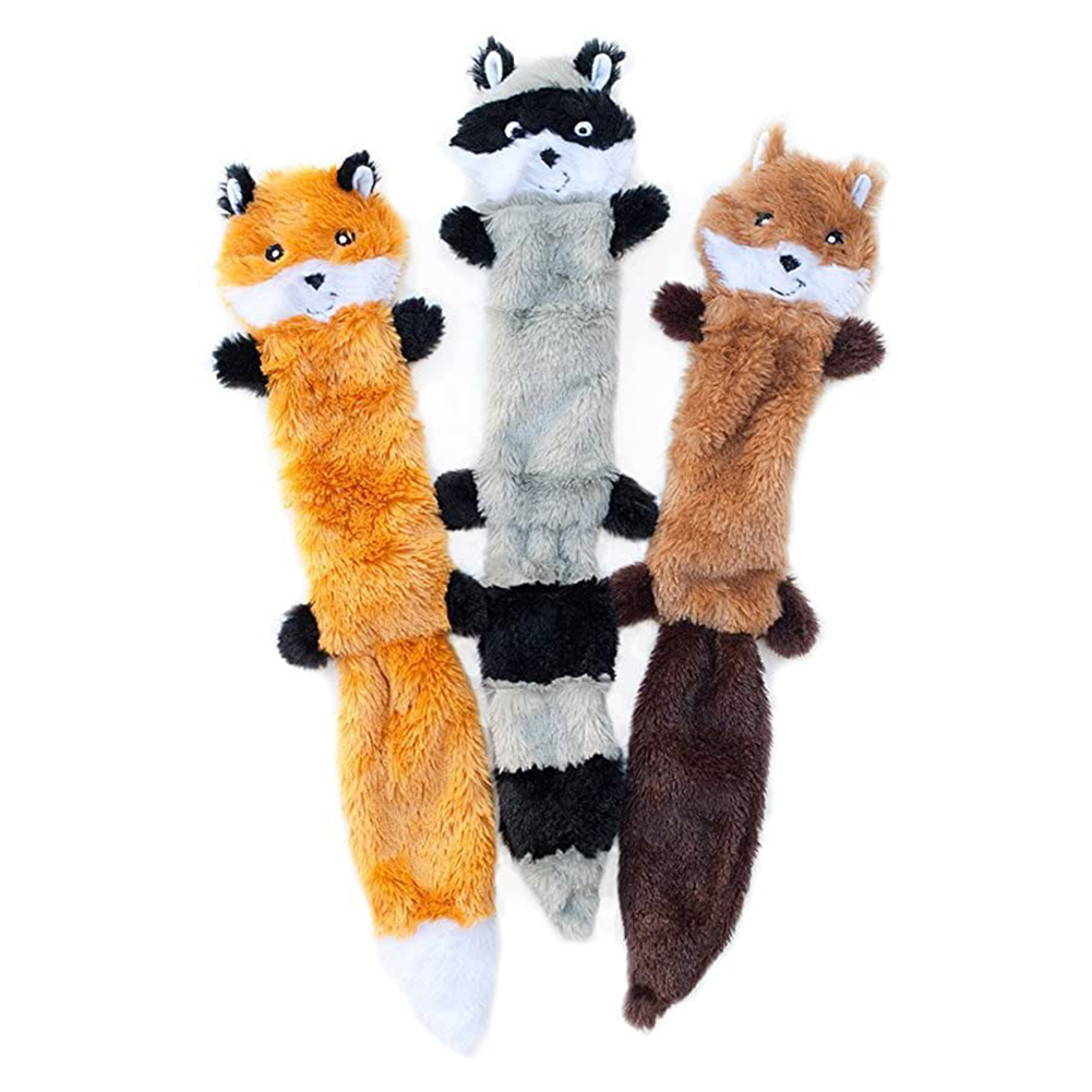 

3Pcs Plush Raccoon Pet Molar Squeak Training Puzzle Leather Shell Dog Toy, 501 Original