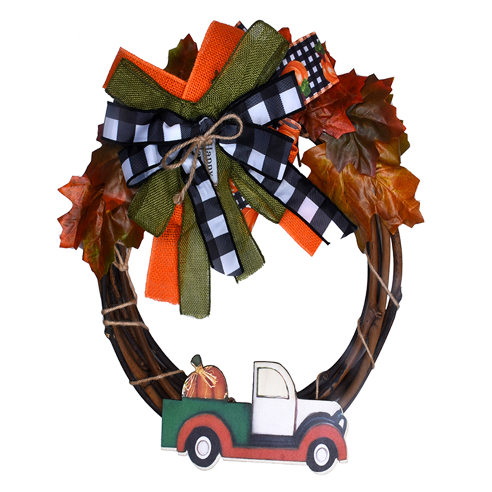 

Pumpkin Car Wreath Acrylic Front Door Decor for Autumn Harvest Thanksgiving, 501 Original