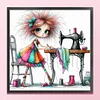 (Stamped/Counted) Sewing Machine Girl-11CT Cross Stitch 40*40cm/15.75*15.75in