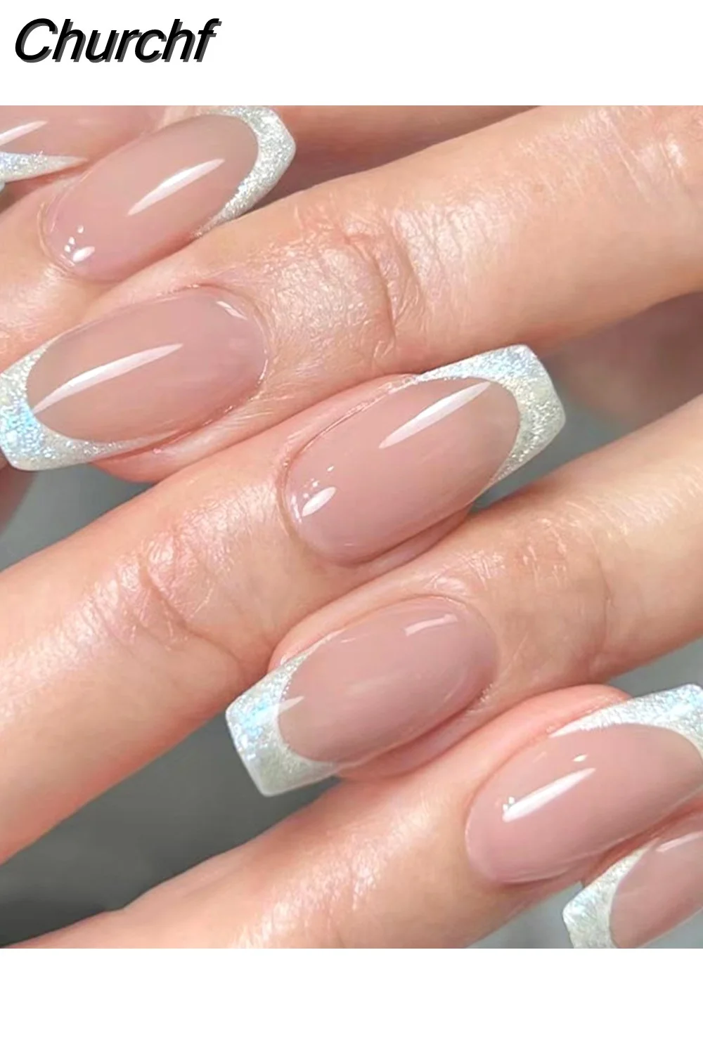 Churchf French Ballerina Fake Nail Pink Gradeint Natural Coffin False Nails Wholesale Nails Supplier Manicure Tool 24pcs/Box-Nail Inspo