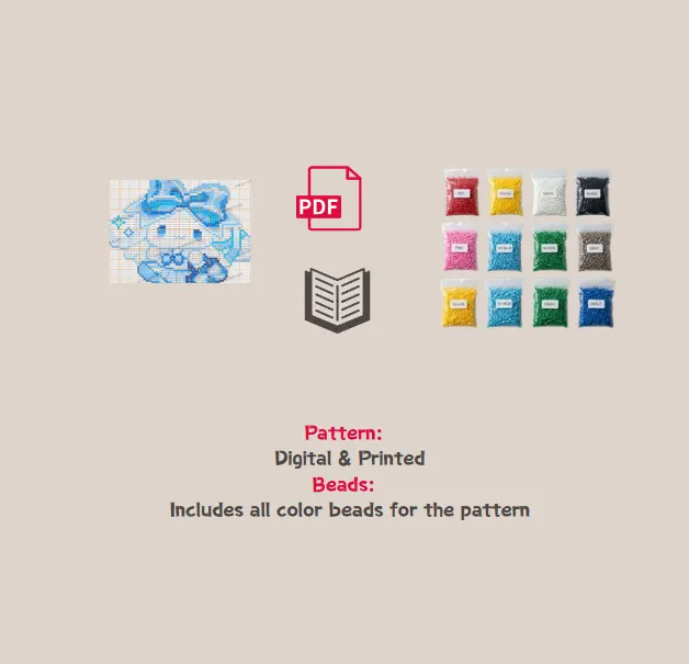 Blue Cinna in Sailor Uniform Pixel Pattern Fuse Bead Kit  | Cute DIY Fuse 2953 Beads Set