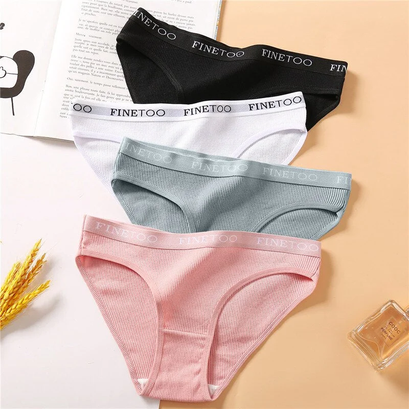 FINETOO New M-2XL Women Underpants Custom Letter Panties Breathable Cotton Underwear Ladies Briefs Casual Panty Female Lingerie