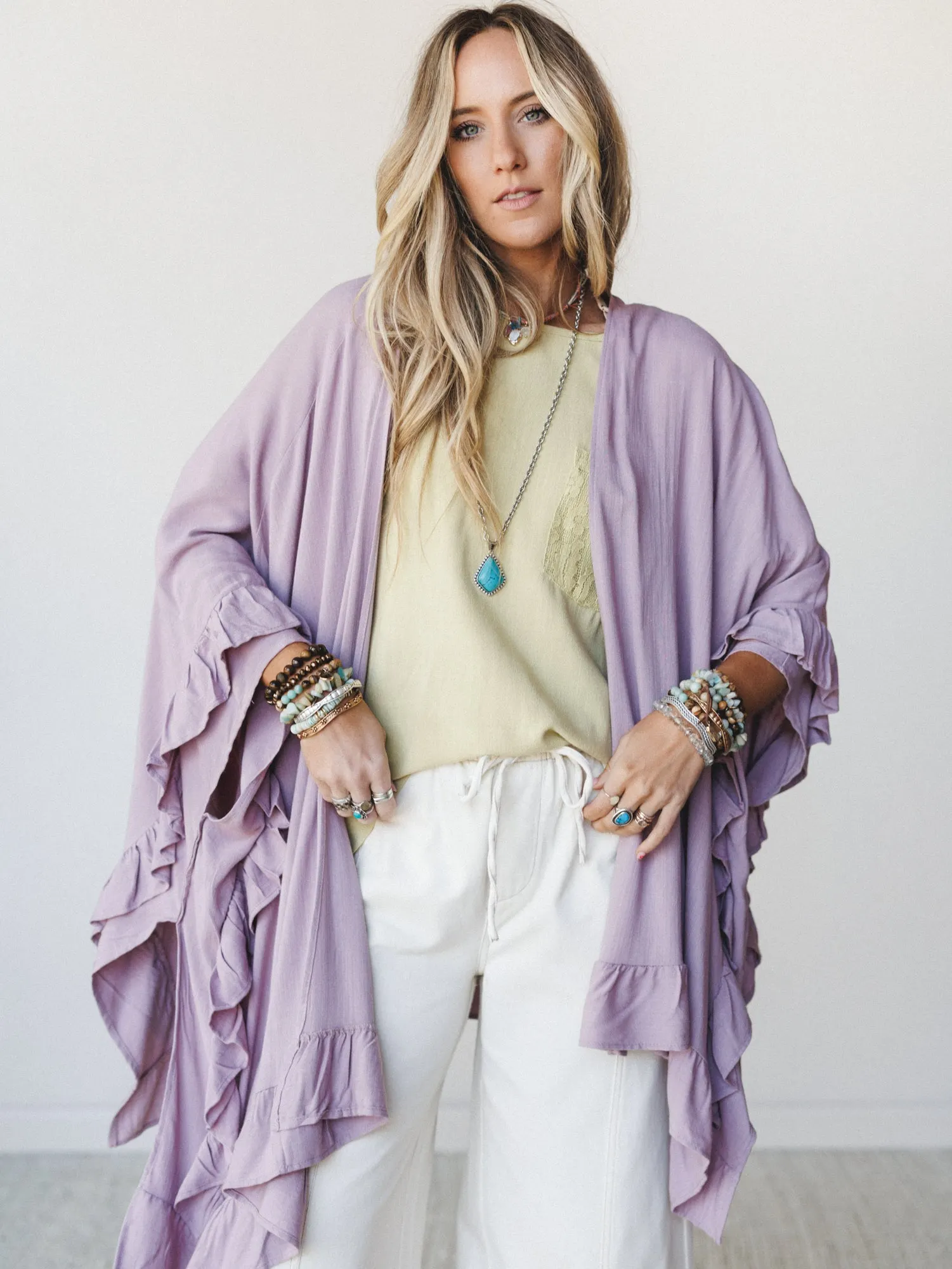 The Nest Let Me Ruffled Kimono - Pale Plum