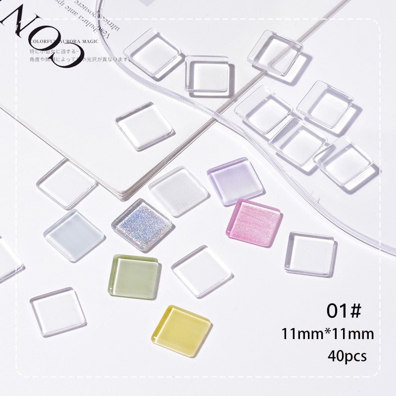 40pcs Transparent Glass Nail Art Display for Showing Gel Polish Designs Nail Color Board Tips Card Japanese Style Manicure Tools