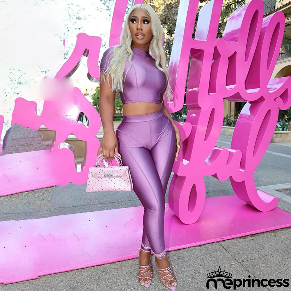 Women Summer Short Sleeve T-Shirt And Trousers Casual Two-Piece Set