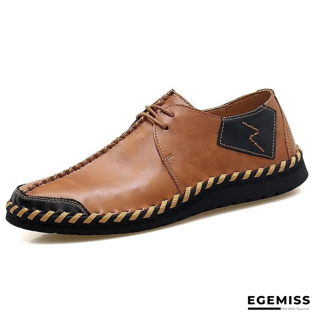 Men Casual Cow Leather Light Comfortable Split Leather Flats Shoes | EGEMISS