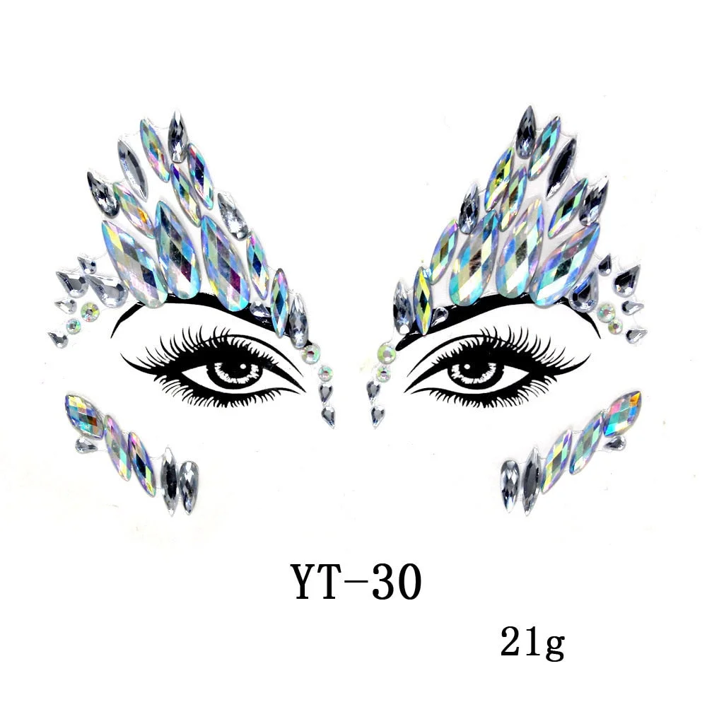 Sexy Style Rhinestone Acrylic Self-adhesive Jewelry Face Creative Tattoo Body Art Jewelry Masquerade Eyes Beauty Makeup Sticker