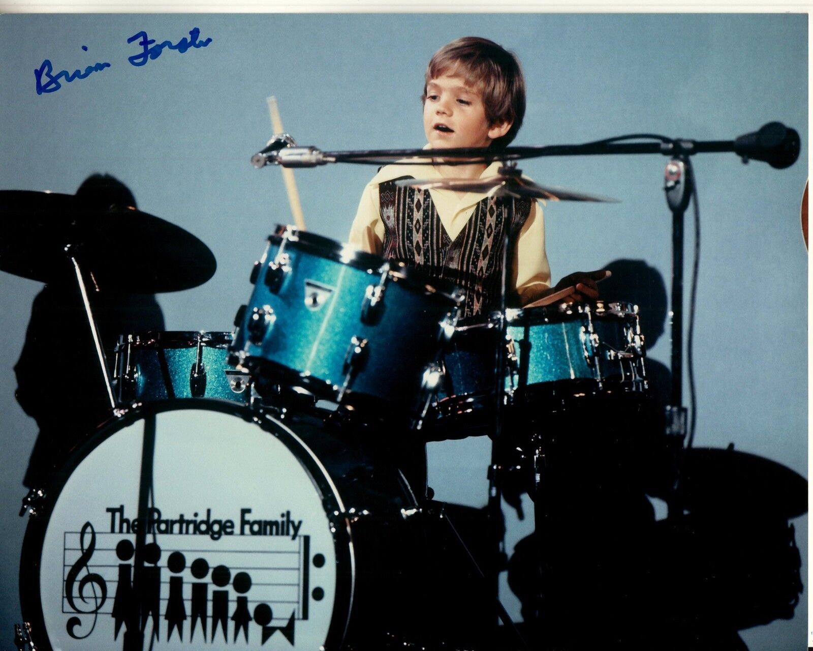 BRIAN FORSTER hand-signed THE PARTRIDGE FAMILY 8x10 uacc rd coa ONSTAGE DRUMMER