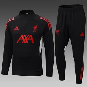 2025/2026 Liverpool Half-Pull Training Suit Black Jersey 1:1 Thai Quality Set