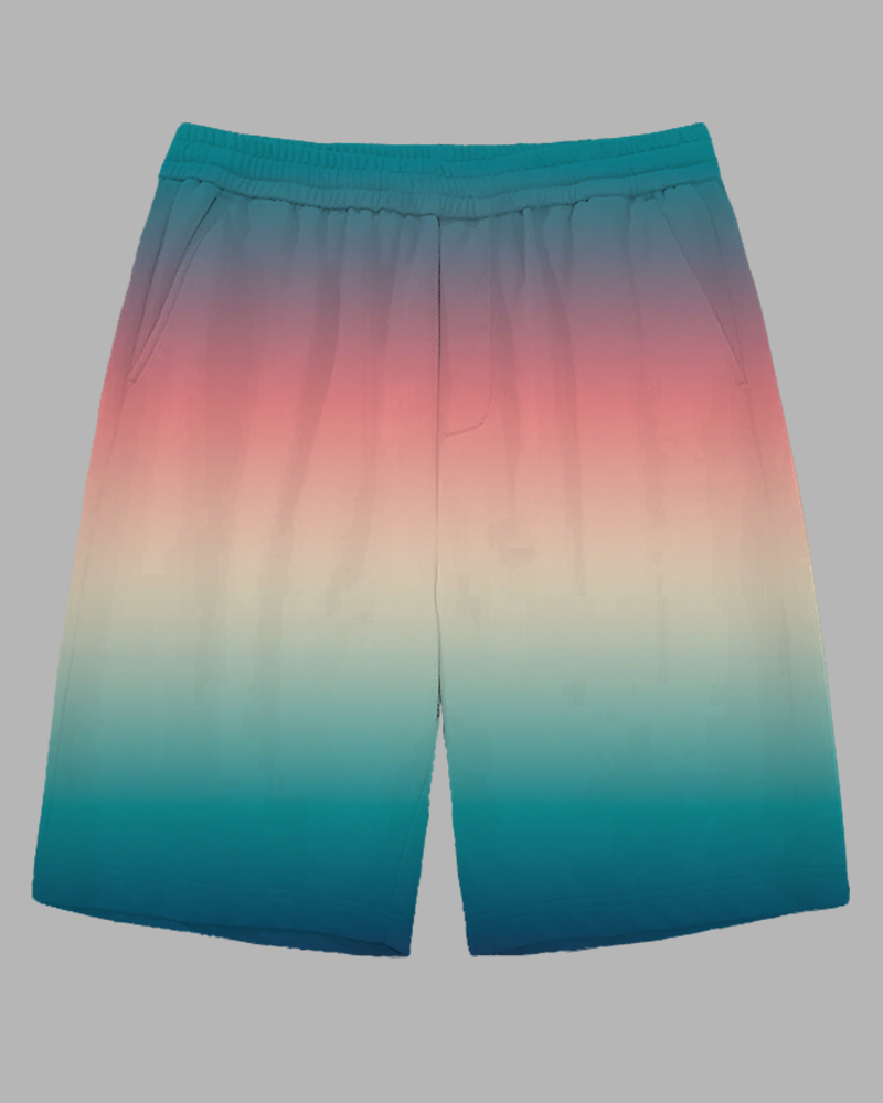 Men's Soft Forest Gradient Style Daily Casual Big and Tall Shorts