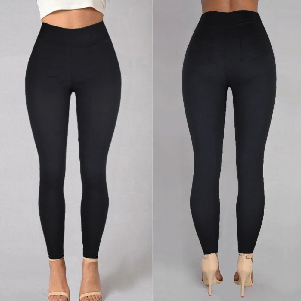 Uveng Commuting Autumn Women's High Waist Skinny Cropped Pencil Casual Pants