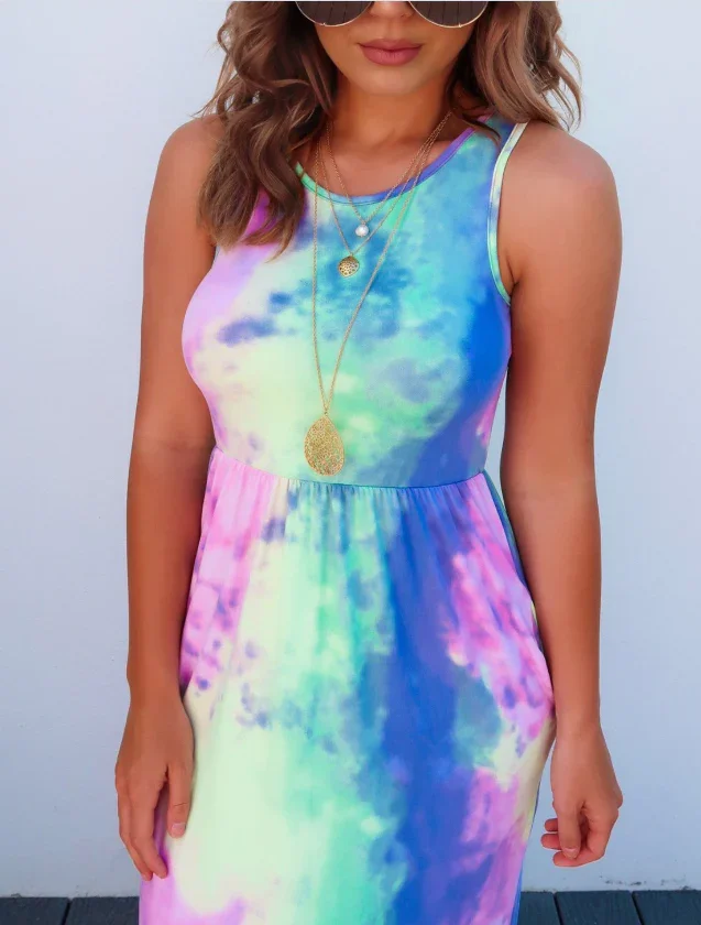 Ladies' Halter Sling Pocket Casual Print Dress