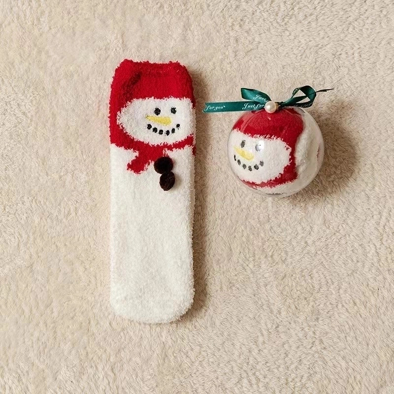Women’s Minimalist Christmas Tree Santa Claus Snowman Cotton Jacquard Crew Socks