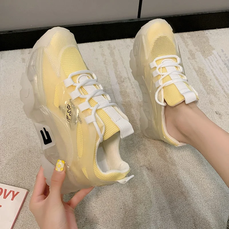 Fashion Women's Casual Sneakers 2021 Trendy Jelly Sole Women Sport Shoes Chic Girls Chunky Sneakers Breathable Trainers