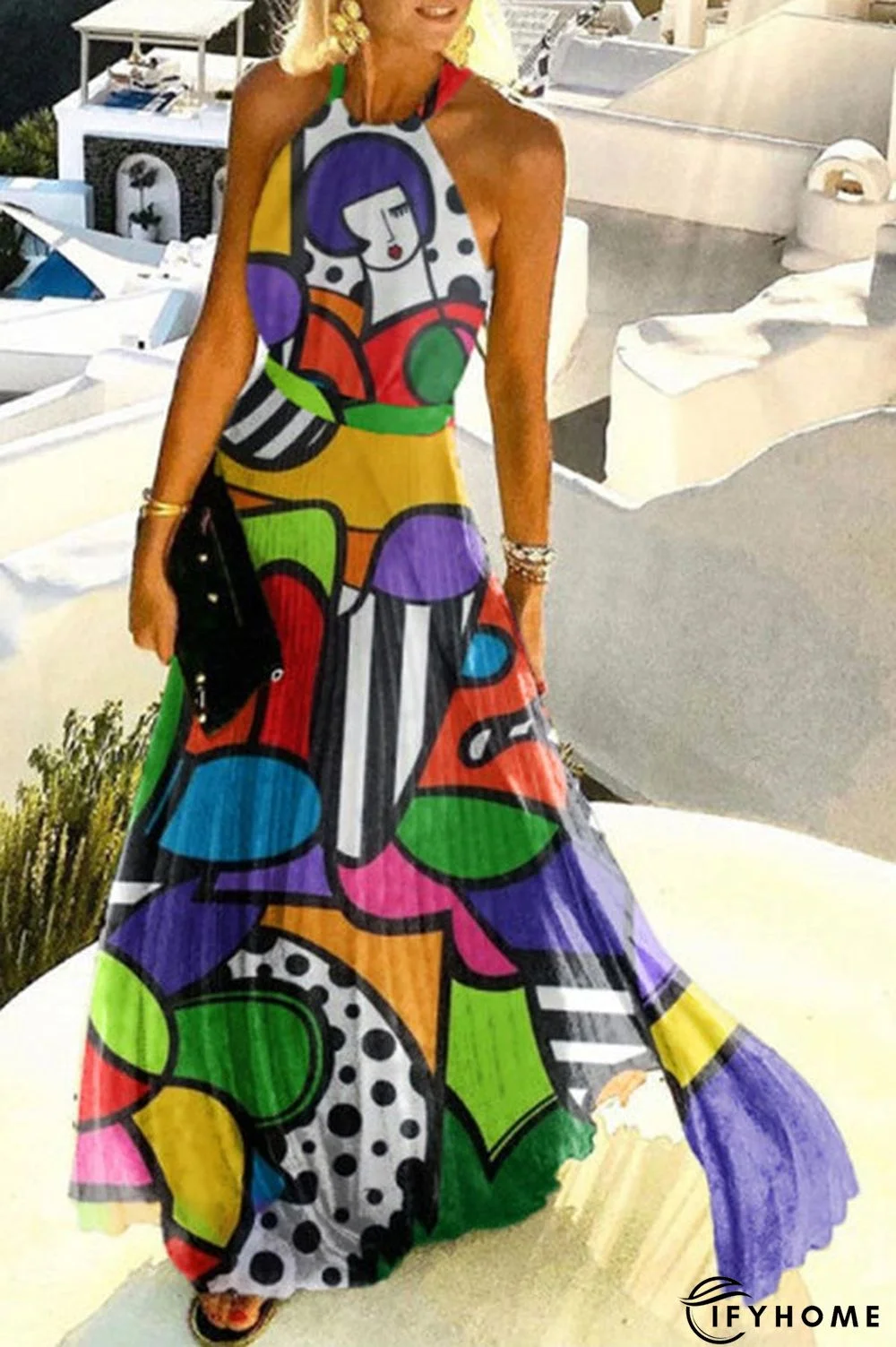 Soul Abstract Art Printed Maxi Dress | IFYHOME