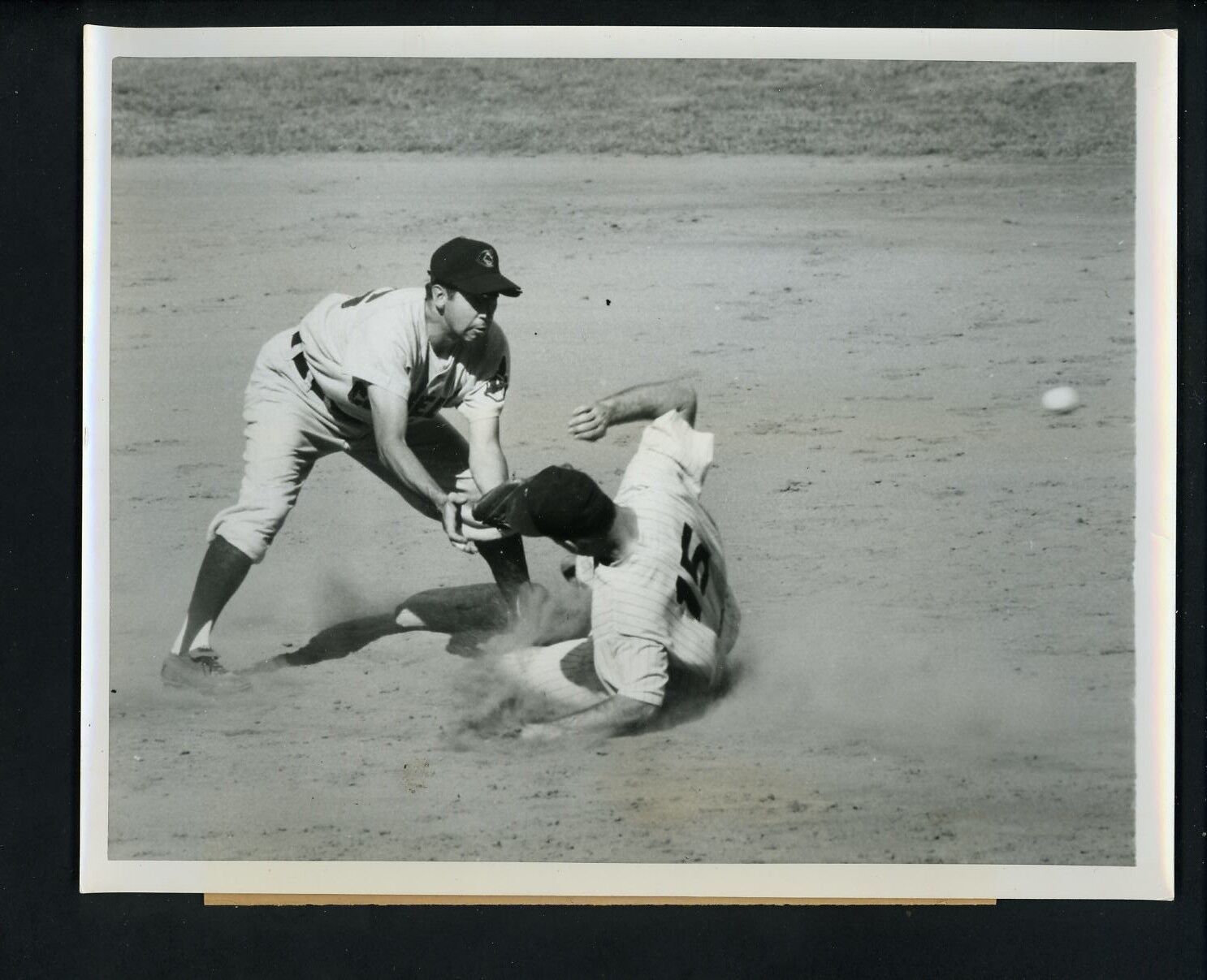 Sam Dent & Joe Collins 1954 Type 1 Press Photo Poster painting Cleveland Indians Yankees