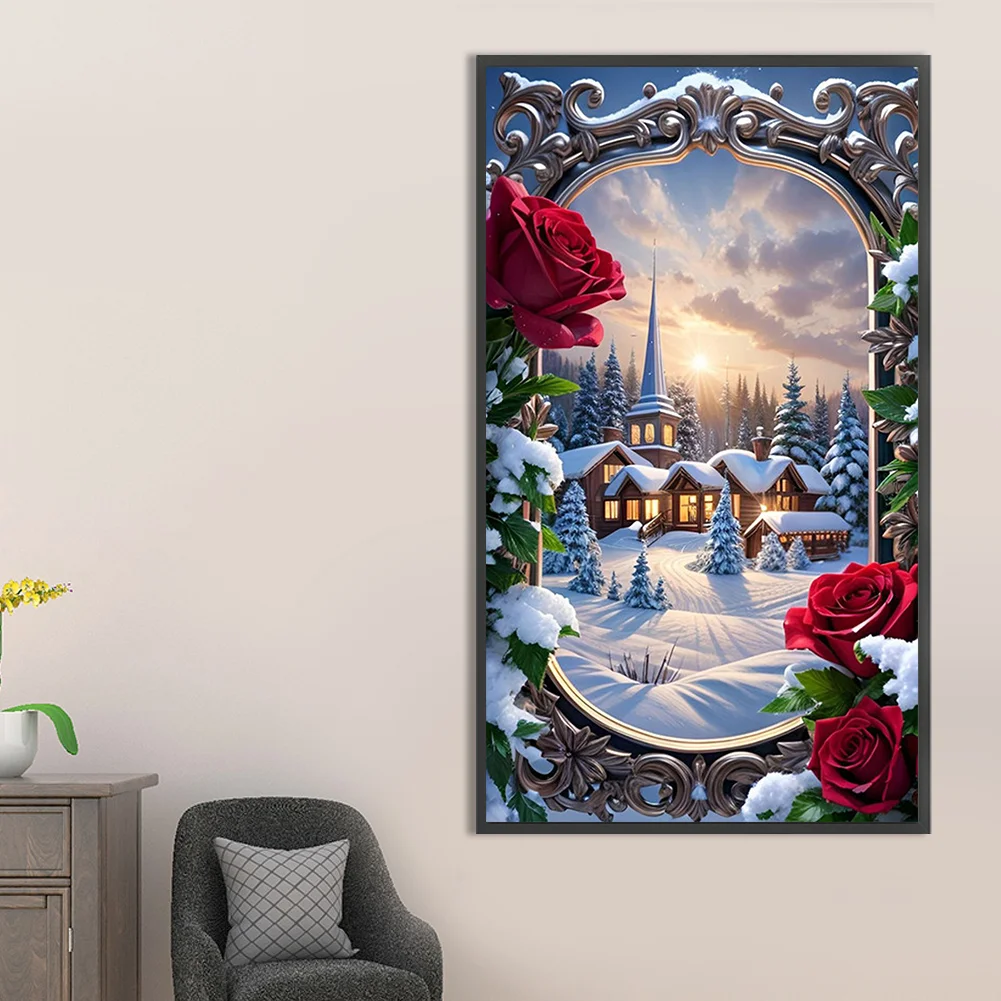 5D DIY Full Round Drill Partial AB Diamond Painting Picture Frame Garden 45x75cm