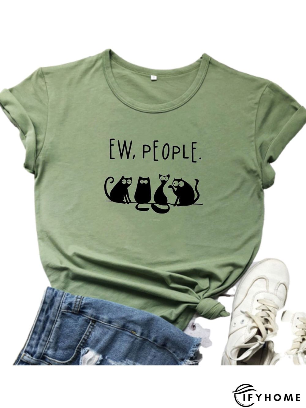 Casual Plus Size Printed Short Sleeve Tee Shirts Tops | IFYHOME