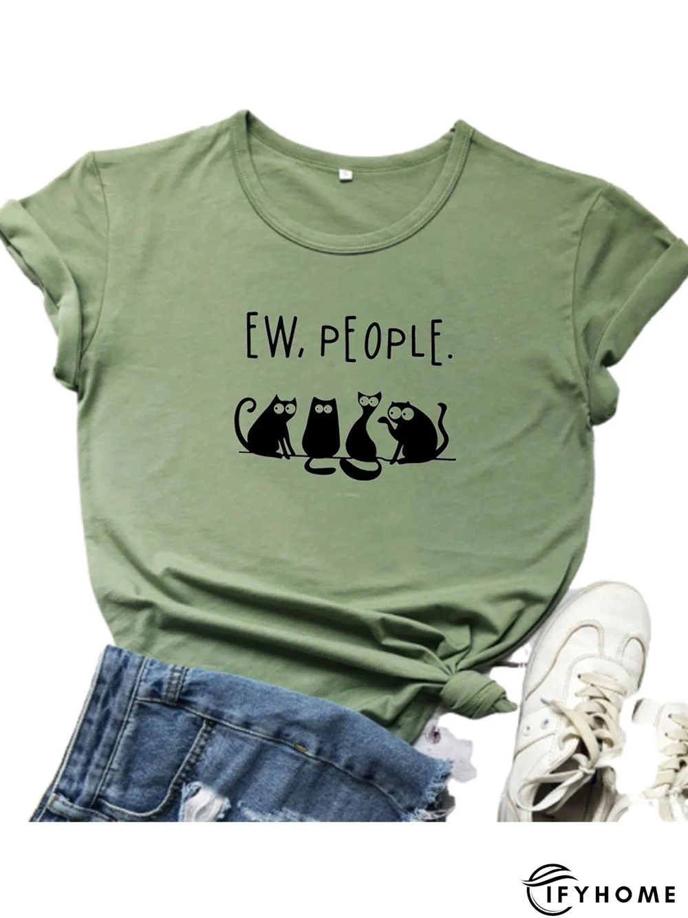 Casual Plus Size Printed Short Sleeve Tee Shirts Tops | IFYHOME