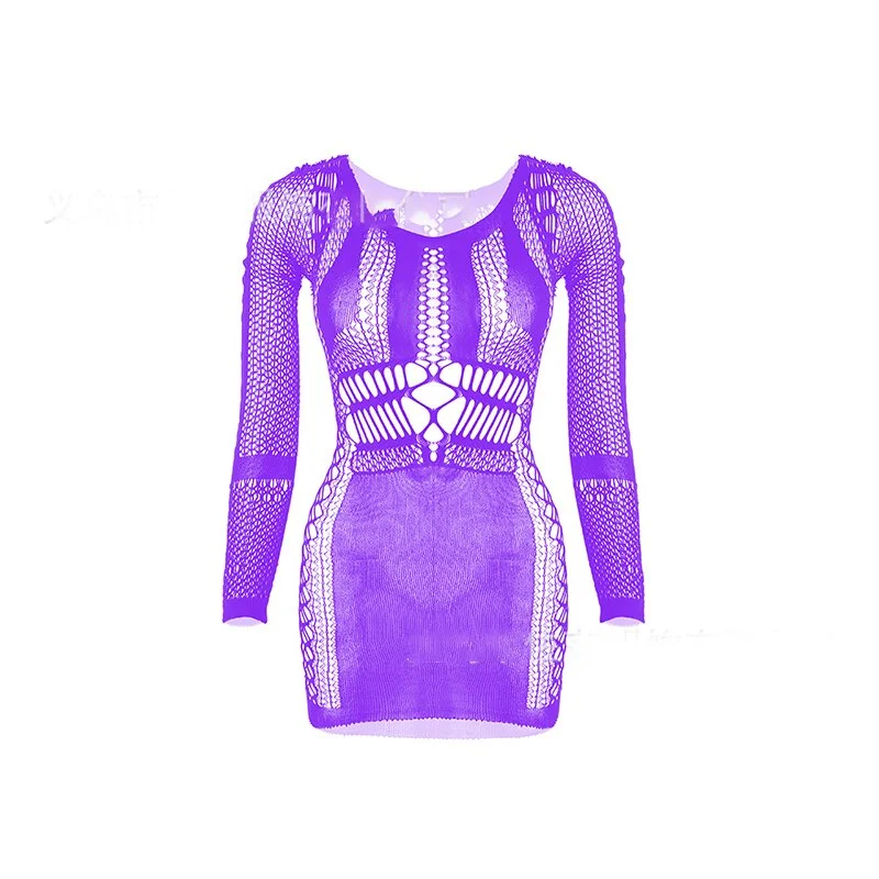 fashion Women Fishnet Halter Backless Dress Low Tight Tight Pencil Cute Dress Long Sleeve Mini Dress Night Club Dance. Dress 2022 New