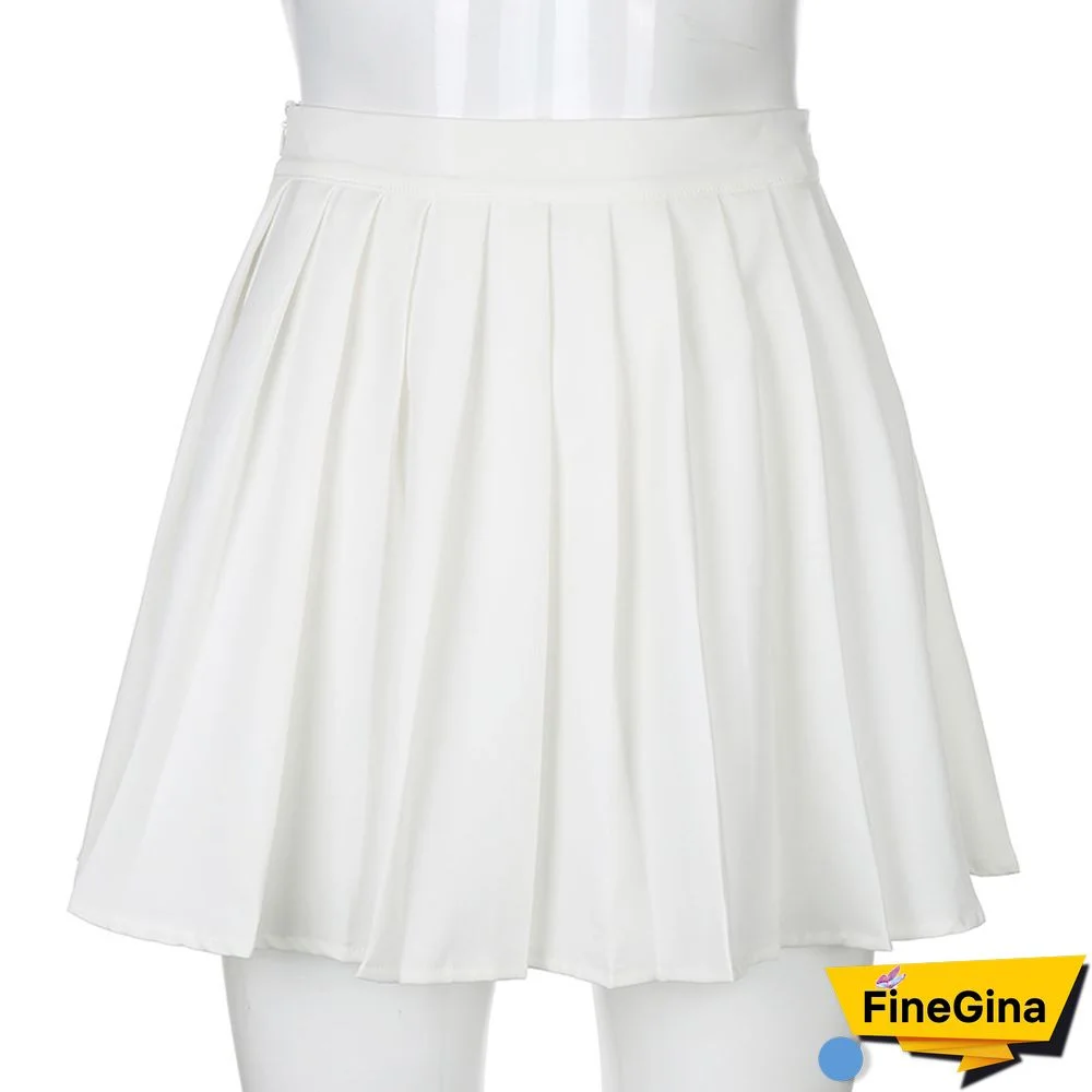 White Pleated Skirt Short Woman Elastic Waist Mini Skirts Sexy Mircro Summer Embroidery Mini Tennis Skirt New Preppy