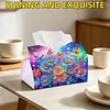 (24cm)Diamond Art Tissue Box Cover DIY PU Desktop Organizer Large(Flower)