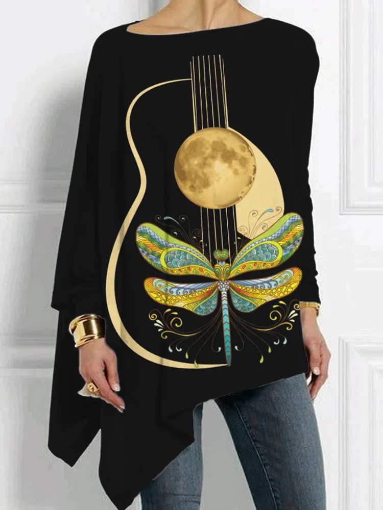 Acoustic Guitar Artistic Dragonfly Music T Shirt