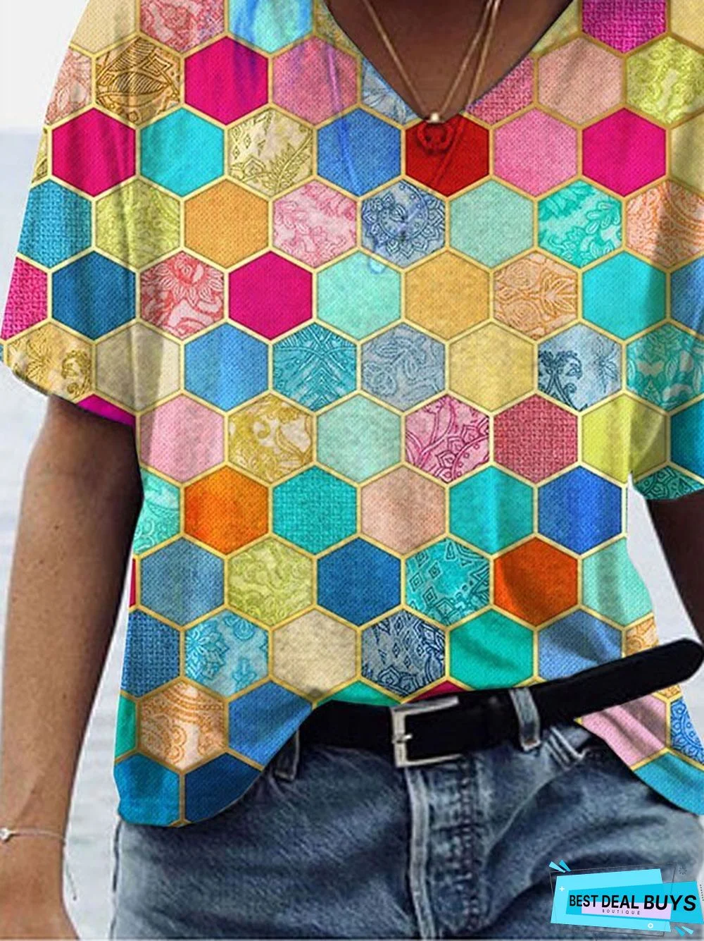 Casual Cotton-Blend Printed Short Sleeve T-shirt