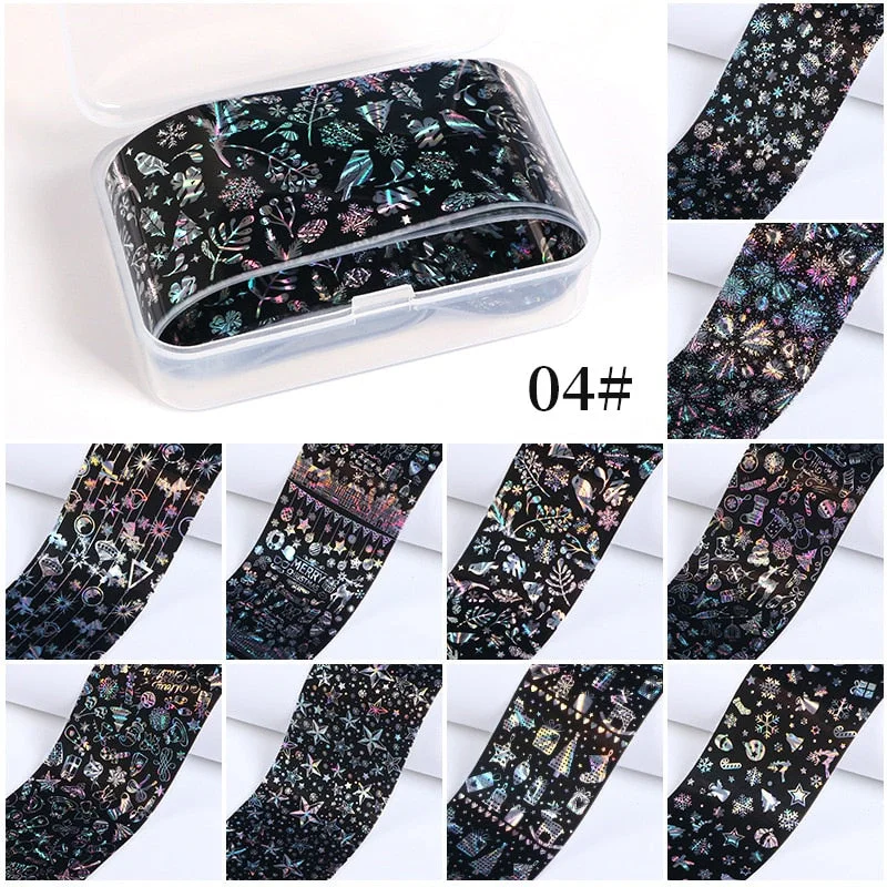 10Pcs/Bag Marble Nail Art Transfer Foil Sticker Flower French Tip Wraps Adhesive Decals Nails Decoration Manicures Accessories-Nail Inspo