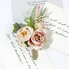 10PCS Morandi Wedding Catering Bridal Groom Guests Corsage Boutonniere Wrist Artificial Flower Bouquets