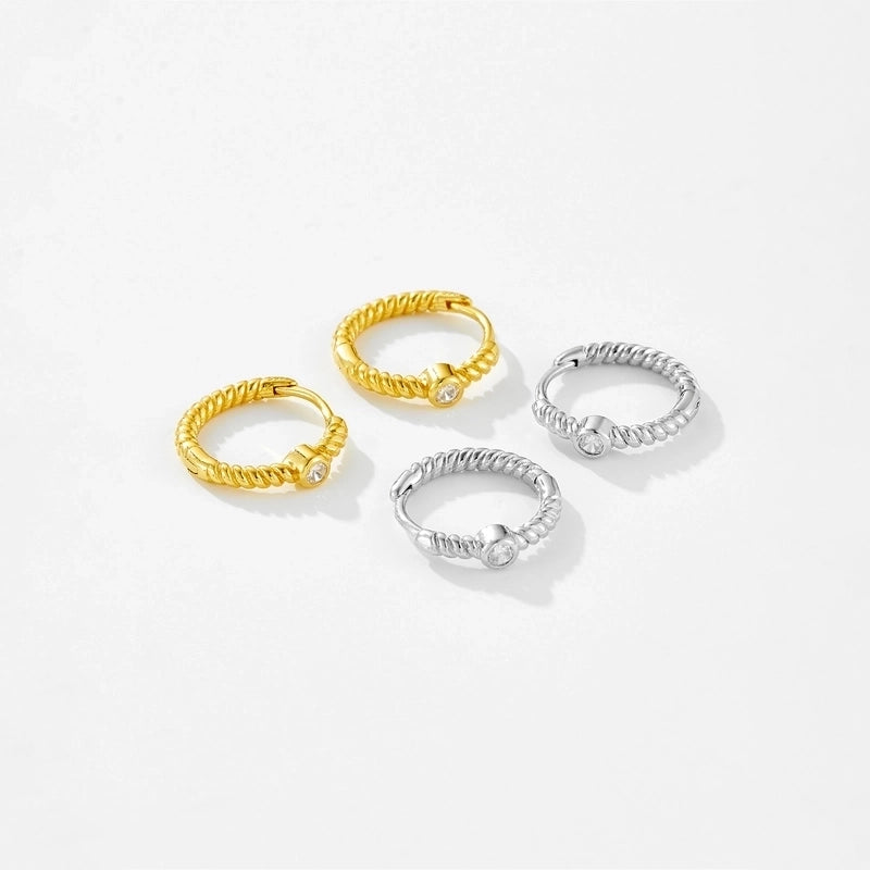 1 Pair 18K Gold Plated White Gold Plated 925 Sterling Silver Geometric Earrings