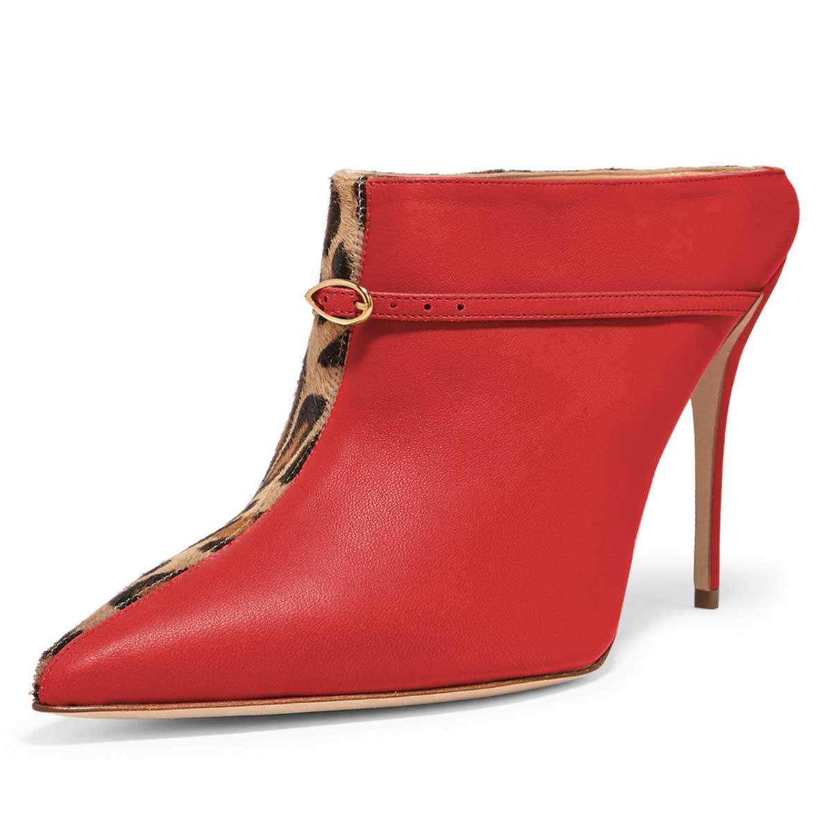 GOOSHOE Animal Print Red Mule Heels Pumps