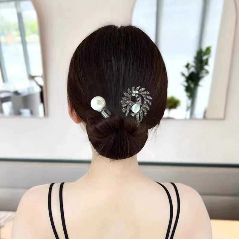Women’s Minimalist Peacock Feather Flower Alloy Plating Inlay Rhinestones Hair Band