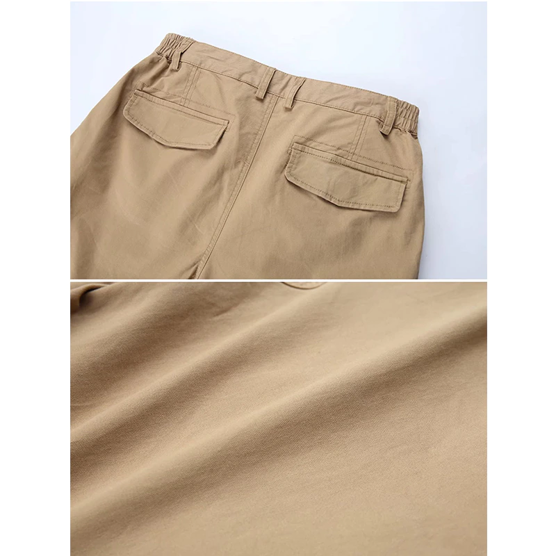 Men Classic Cargo Lightweight Many Pockets Work Elastic Waist Casual Cotton Comfortable Shorts